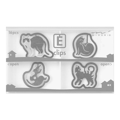 Midori Etching Clips- Cats- Box of 16 Paper Clips