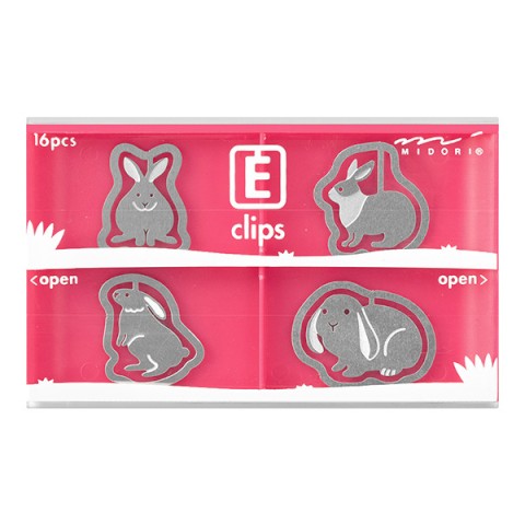 Midori Etching Clips- Rabbits- Box of 16 Paper Clips