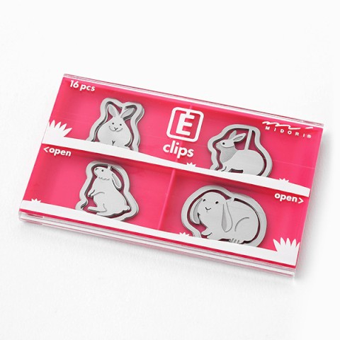 Midori Etching Clips- Rabbits- Box of 16 Paper Clips