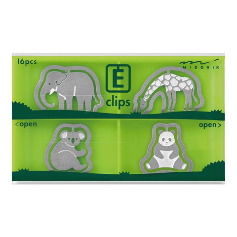 Midori Etching Clips- Zoo Animals- Box of 16 Paper Clips