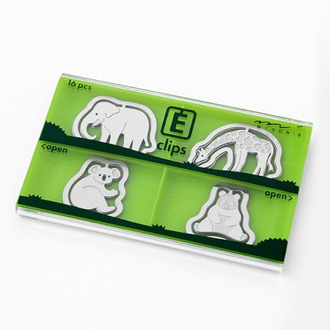 Midori Etching Clips- Zoo Animals- Box of 16 Paper Clips