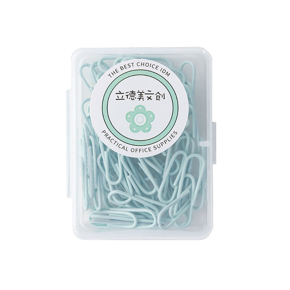 Macaron color cute paper clips 28 / 50mm mint green cherry blossom pink lavender purple paper clip storage box office study daily necessities