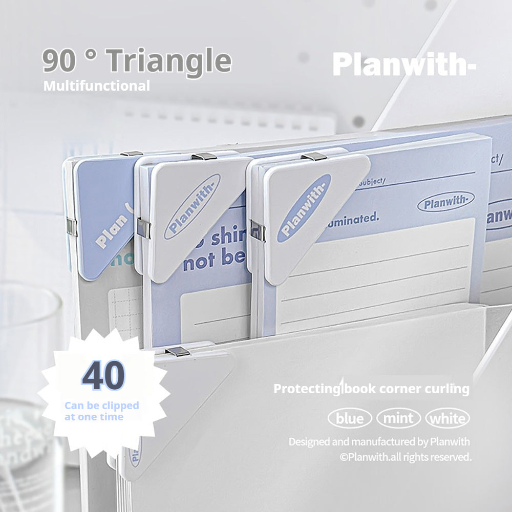 Planwith Storage Triangular Clip Student Information Storage Soft Texture Fresh Corner Clip Neatly Organized Office Stationery Receipt Binding Clip
