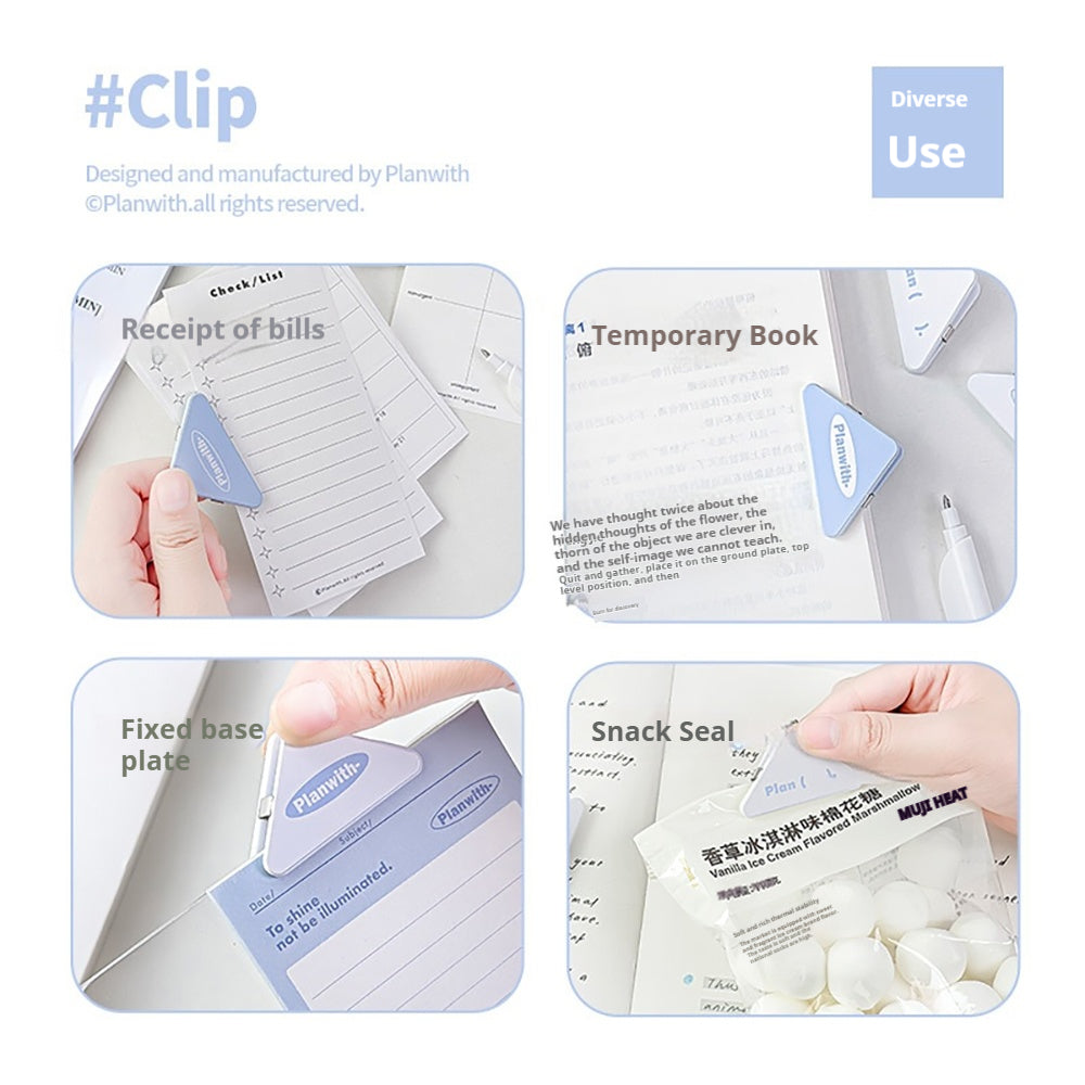 Planwith Storage Triangular Clip Student Information Storage Soft Texture Fresh Corner Clip Neatly Organized Office Stationery Receipt Binding Clip