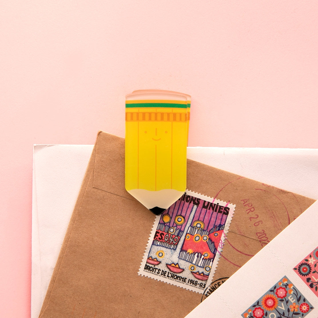 Happy Pencil Acrylic Clip