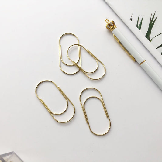 Gold Wide Paper Clips Set
