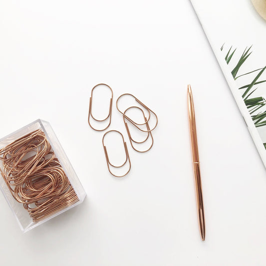 Rose Gold Wide Paper Clips Set