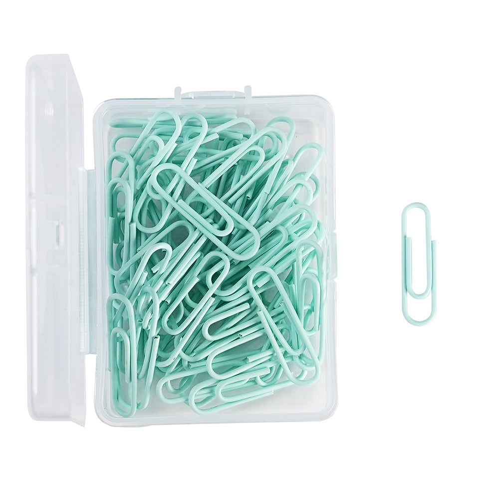 Macaron color cute paper clips 28 / 50mm mint green cherry blossom pink lavender purple paper clip storage box office study daily necessities