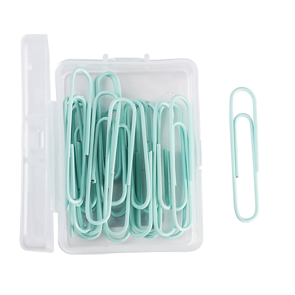 Macaron color cute paper clips 28 / 50mm mint green cherry blossom pink lavender purple paper clip storage box office study daily necessities