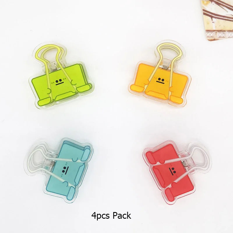 ELMAS Cute Face Acrylic Clips - 4pcs Colorful Set