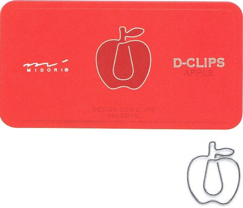Midori D-Clips- Apple- Box of 20 Paper Clips