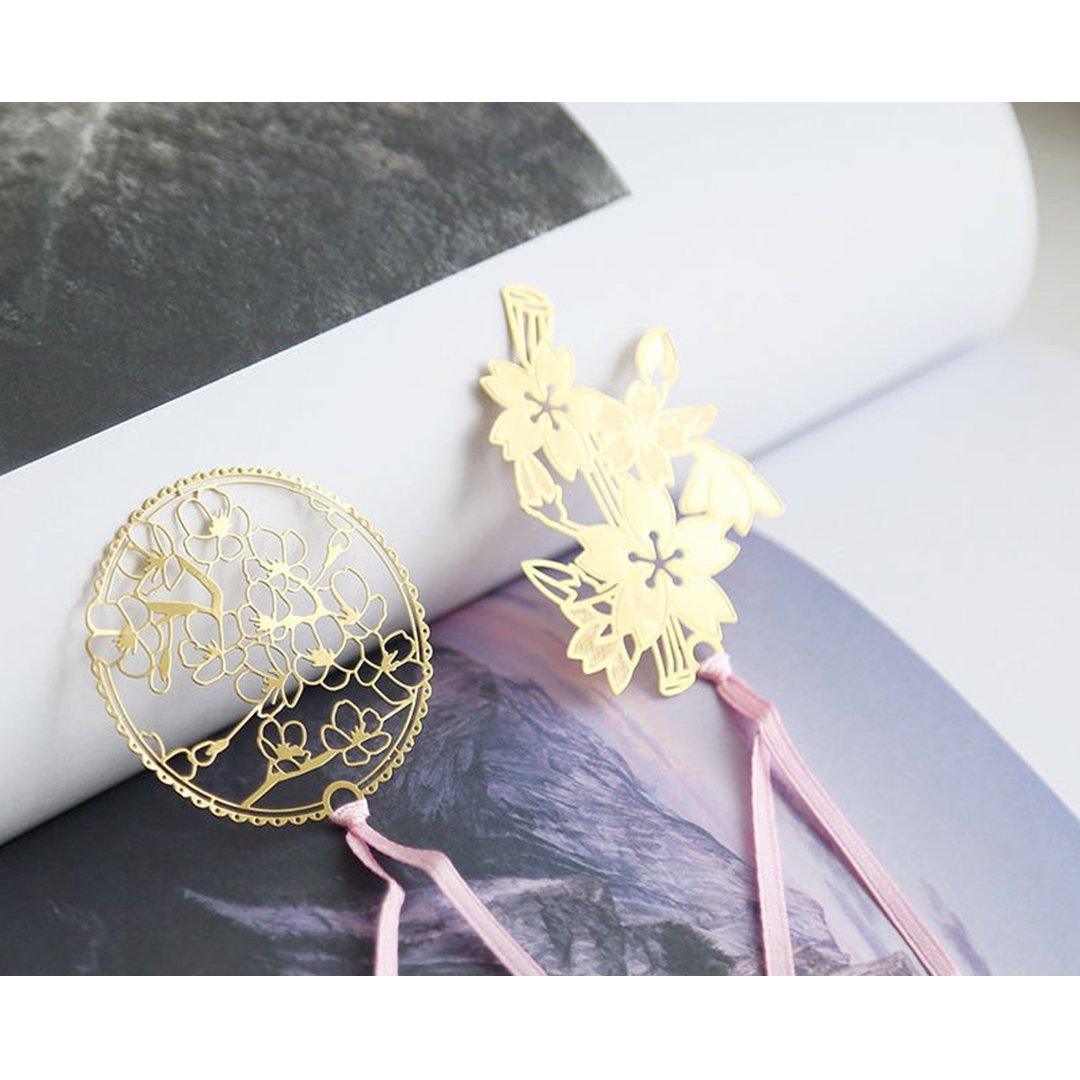 Cherry Blossom Series Metal Hollow Bookmarks Cherry Blossom Bookmarks Metal Bookmarks Gold Bookmarks Classic Bookmarks Retro Bookmarks Sakura Bookmarks Japanese Style Spring NP-HEZQI-906