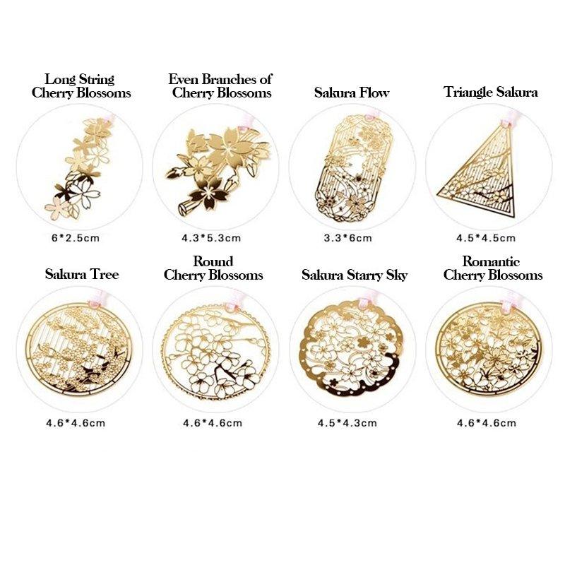 Cherry Blossom Series Metal Hollow Bookmarks Cherry Blossom Bookmarks Metal Bookmarks Gold Bookmarks Classic Bookmarks Retro Bookmarks Sakura Bookmarks Japanese Style Spring NP-HEZQI-906