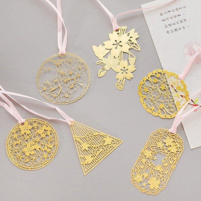 Cherry Blossom Series Metal Hollow Bookmarks Cherry Blossom Bookmarks Metal Bookmarks Gold Bookmarks Classic Bookmarks Retro Bookmarks Sakura Bookmarks Japanese Style Spring NP-HEZQI-906