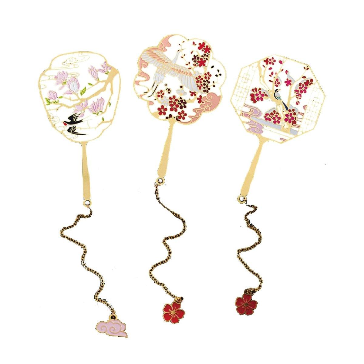 Chinese style metal classical hollow fan bookmark NP-090017