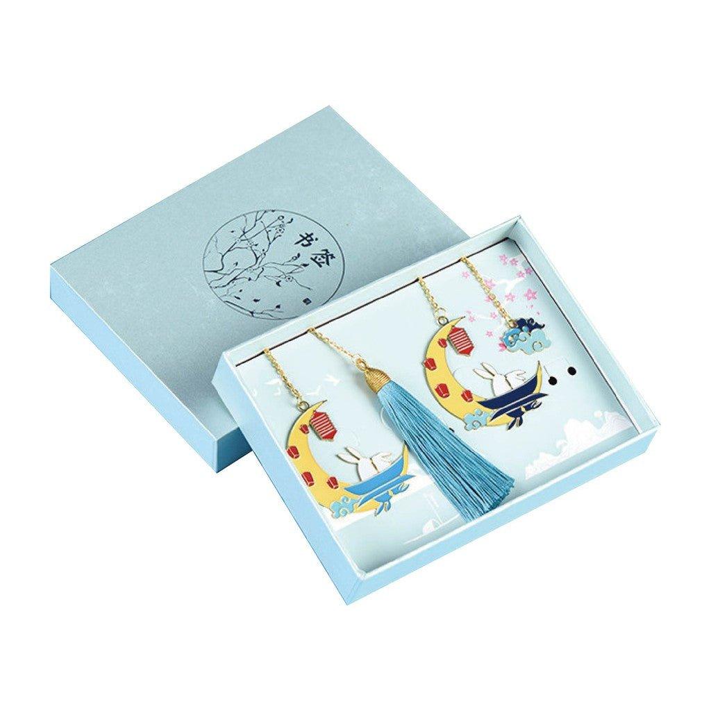 Chinese style mid-autumn festival reunion jade rabbit metal bookmark