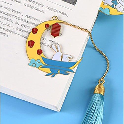 Chinese style mid-autumn festival reunion jade rabbit metal bookmark
