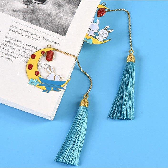 Chinese style mid-autumn festival reunion jade rabbit metal bookmark