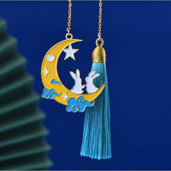 Chinese style mid-autumn festival reunion jade rabbit metal bookmark