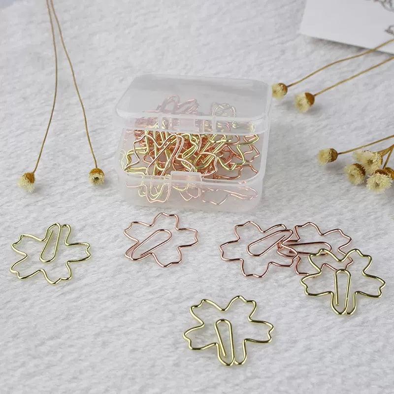 Cute shape metal paper clip, cherry blossom shape paper clip, rose flower shape paper clip, boxed paper clip