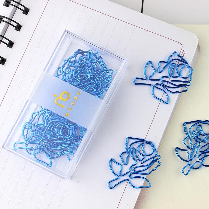 Cute shape metal paper clip, cherry blossom shape paper clip, rose flower shape paper clip, boxed paper clip