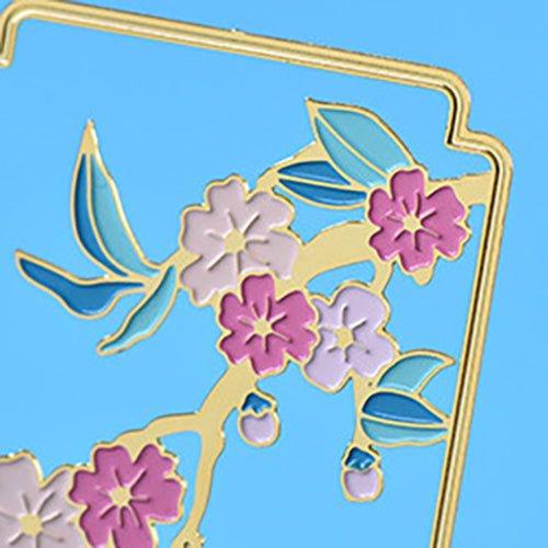 Exquisite electroplated brass bookmarks Pink cherry blossom tassels Cherry blossom bookmarks