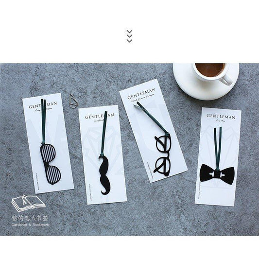 Letter Lovers Spoof Gentlemen Glasses Beard Bow Ties Silhouette Series Funny Bookmarks Bookmarks NP-H7TAY-924