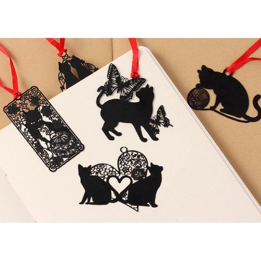 Original Black Cat Series Silhouette Stainless Steel Black Paint Metal Creative Chinese Style Metal Bookmark Black Bookmark Charm Bookmark Simple Bookmark NP-090020