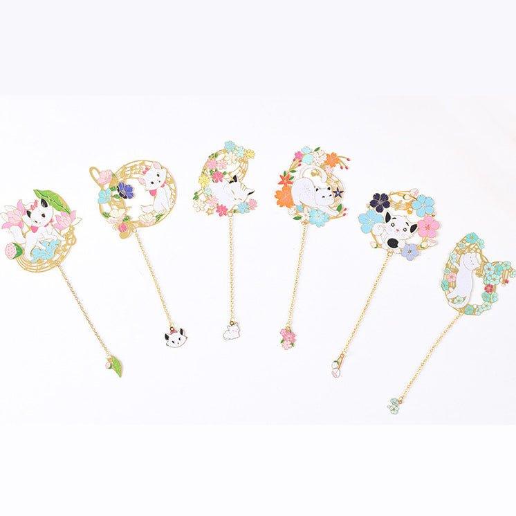 Original Brass Fan Bookmark Note Cat NP-090022