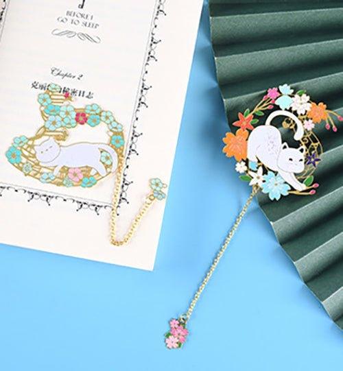 Original Brass Fan Bookmark Note Cat NP-090022