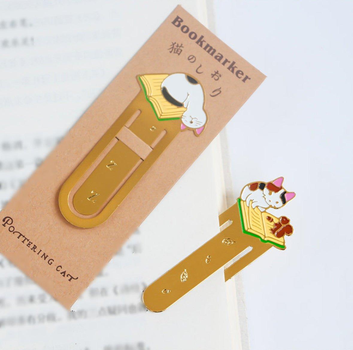 Pottering cat Cat Bookmark Brass Cat Bookmark Cat Metal Bookmark Cat Shape Bookmark Cat Bookmark Holder Cat Family NP-HEZQI-905