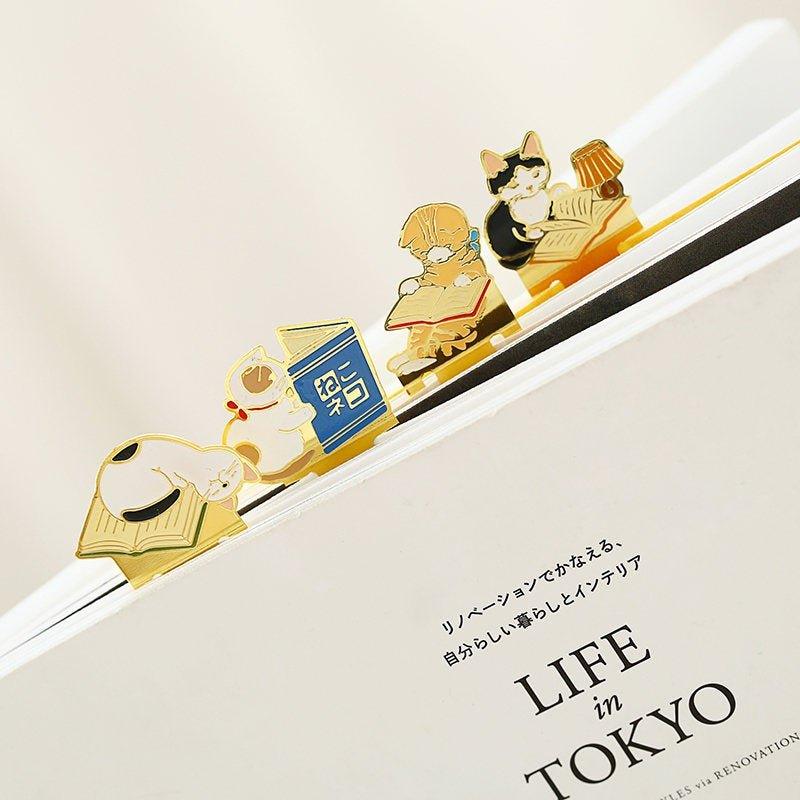 Pottering cat Cat Bookmark Brass Cat Bookmark Cat Metal Bookmark Cat Shape Bookmark Cat Bookmark Holder Cat Family NP-HEZQI-905