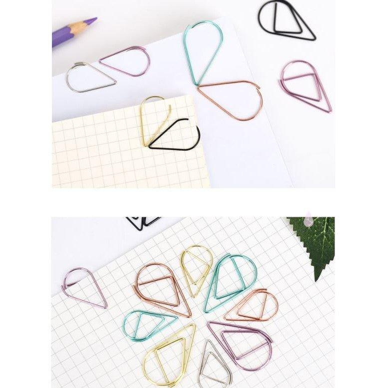 Waterdrop Style Petal Shape Korean Large Waterdrop-shaped Paper Clip Candy Color Practical Waterdrop Needle Metal Needle Needle 6 Colors Available NP-H7TAY-702