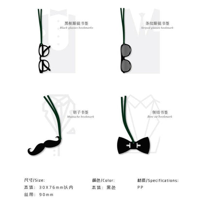 Letter Lovers Spoof Gentlemen Glasses Beard Bow Ties Silhouette Series Funny Bookmarks Bookmarks NP-H7TAY-924